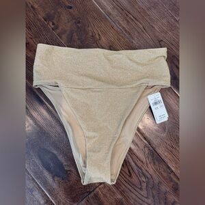 Gold High-Waisted Bikini Bottom